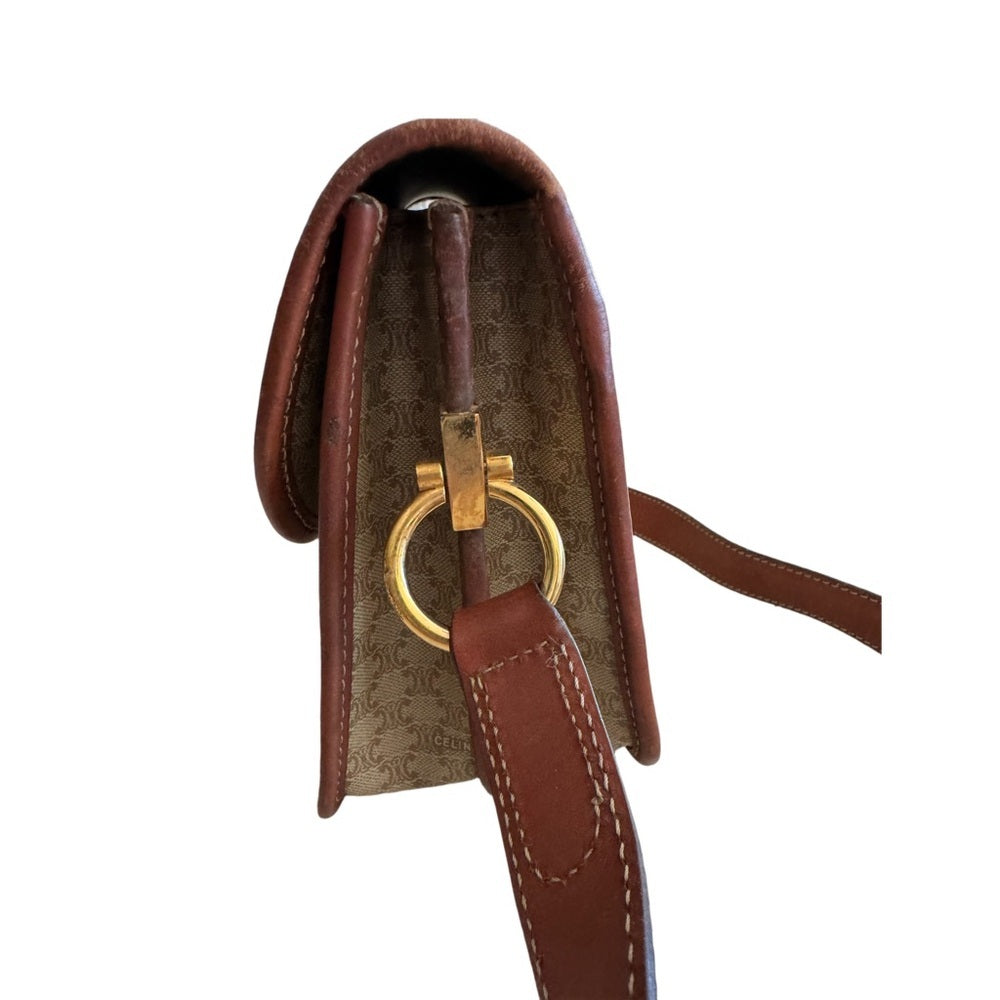 Celine Macadam Tan Brown Crossbody Bag | Vintage Logo Ring | Made in Italy