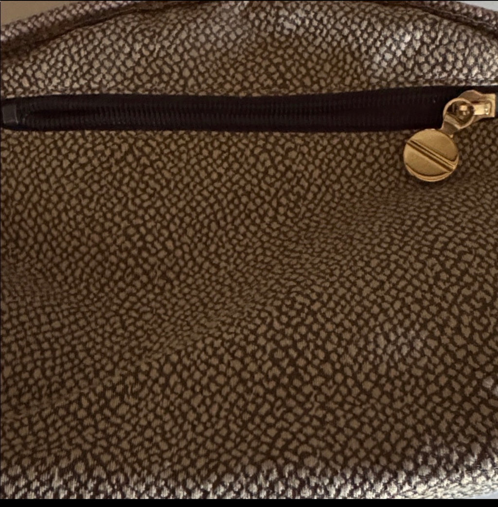 Vintage Borbonese Redwall Dome Satchel – Iconic Quail Print Suede & Leather