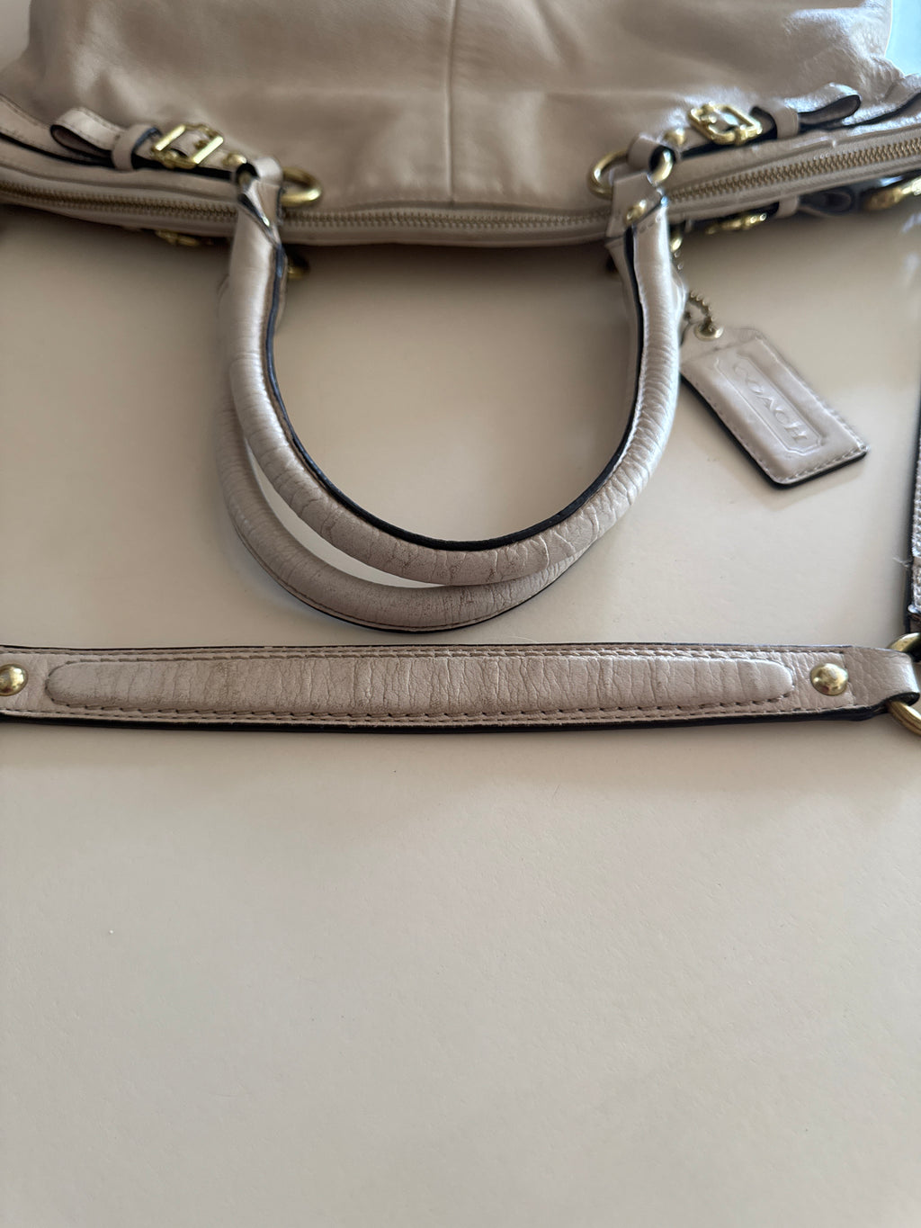 Coach Madison Leather Lindsey Satchel Parchment Cream 18641