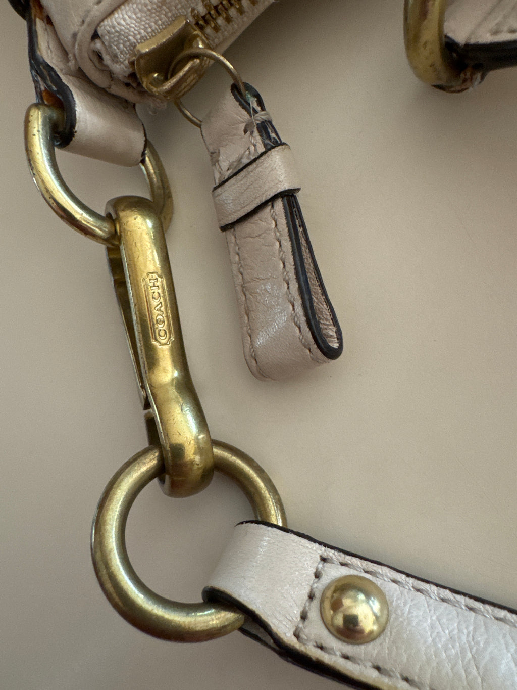Coach Madison Leather Lindsey Satchel Parchment Cream 18641