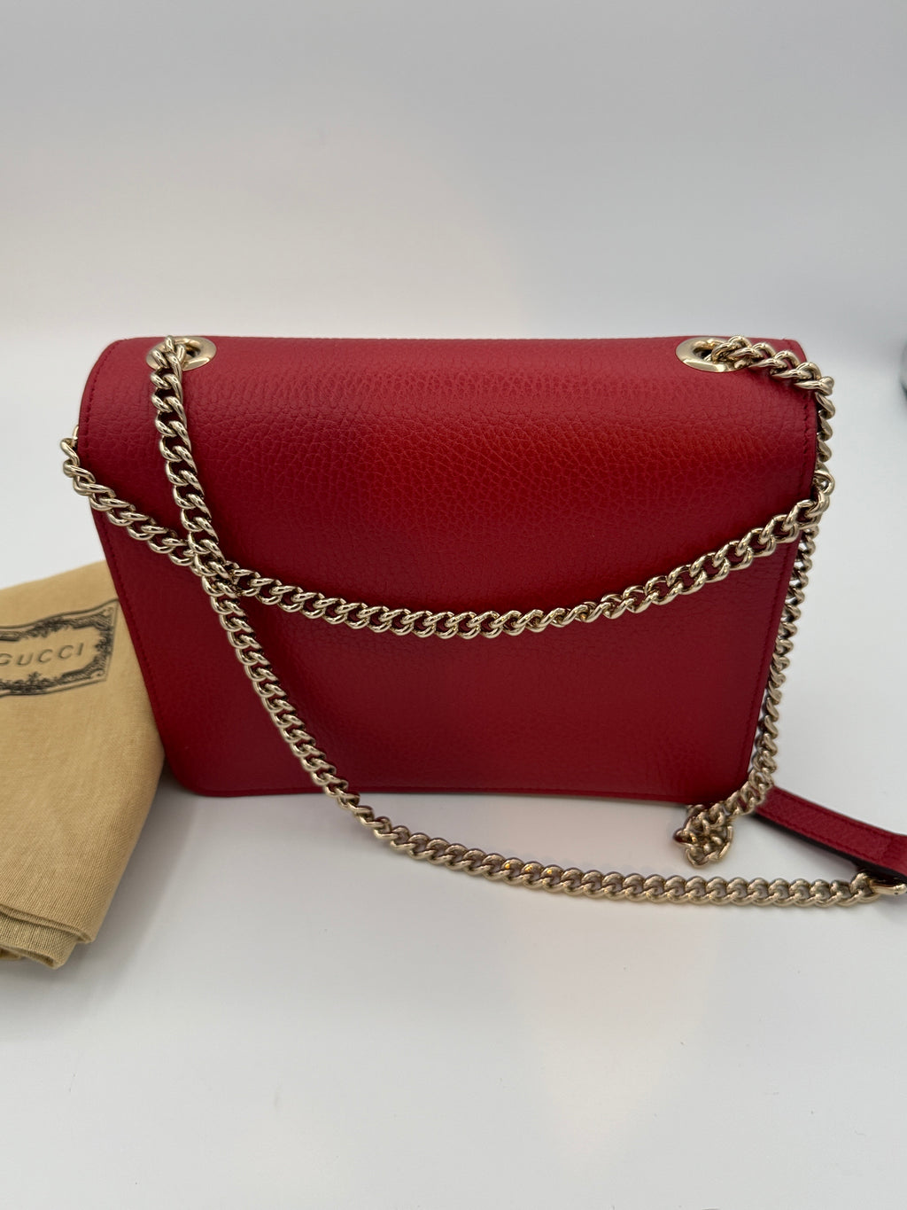 Gucci Red Grained Calfskin Small Interlocking G Crossbody Bag
