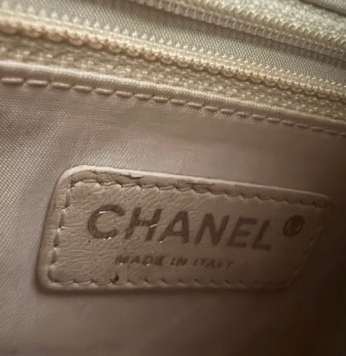 Chanel Paris-Biarritz Tote Bag, Medium Shopper, Quilted Nylon, Gold/Beige