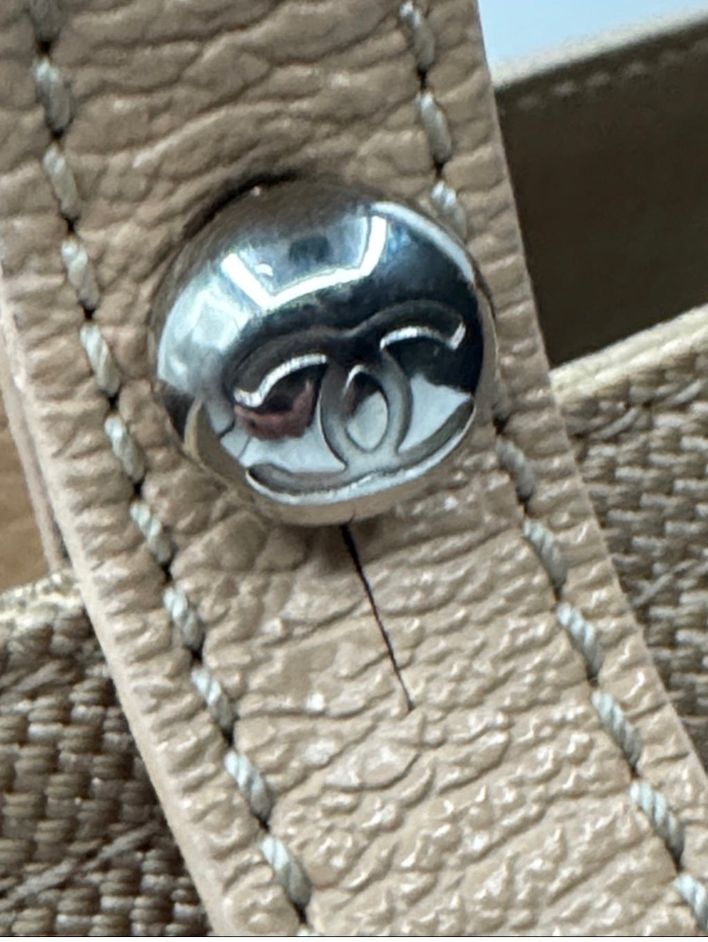 Chanel Paris-Biarritz Tote Bag, Medium Shopper, Quilted Nylon, Gold/Beige