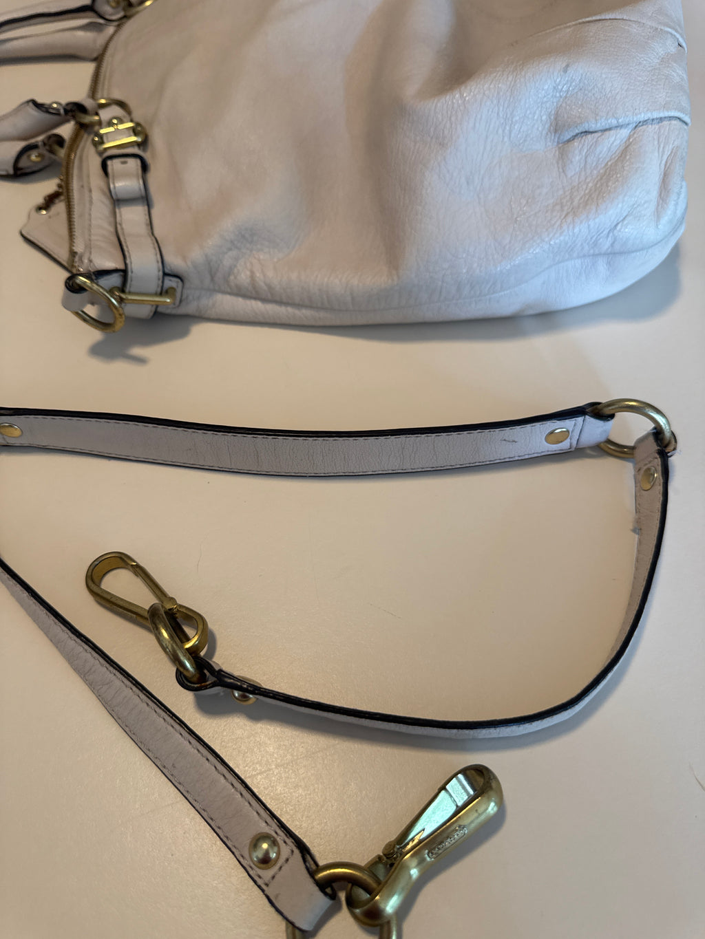 Coach Madison Leather Lindsey Satchel Parchment Cream 18641