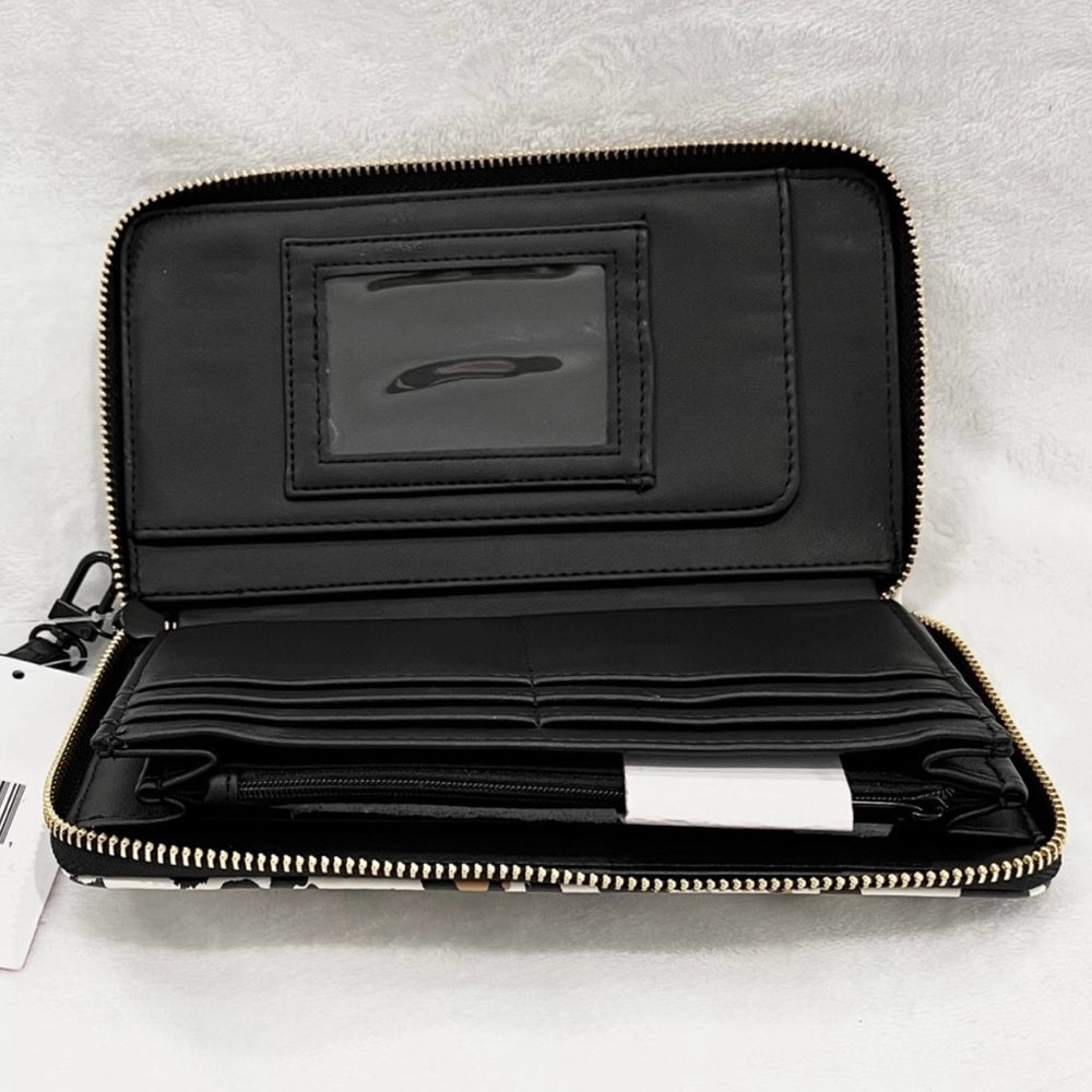Betsey Johnson NEW Large Leopard Heart Print wristlet wallet NWT