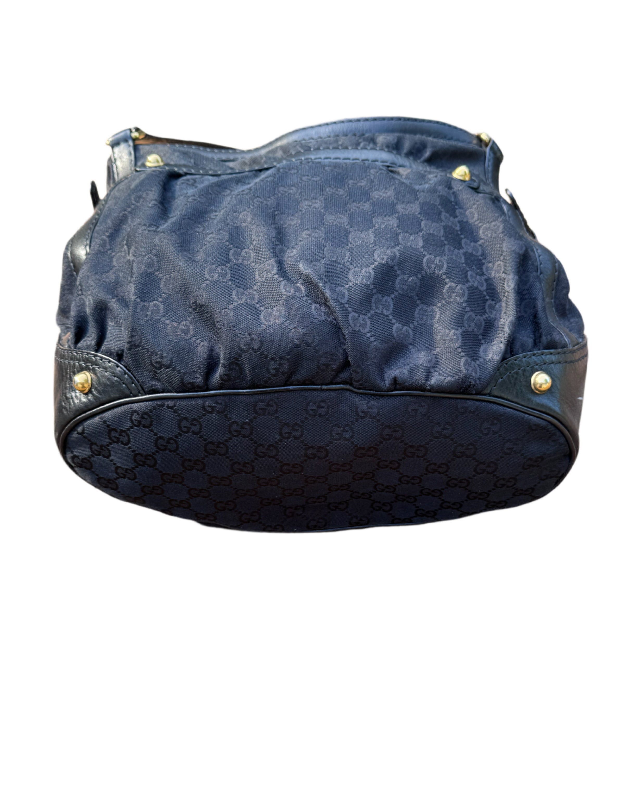Gucci Vintage Black GG Canvas Medium Jockey Tote Bag