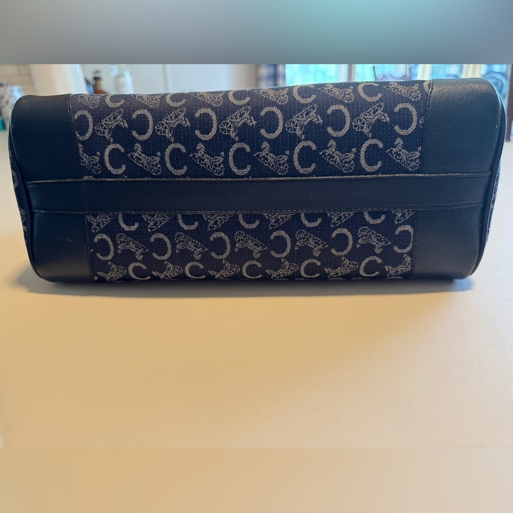 Celine Vintage C Carriage Monogram Boston Bag Blue