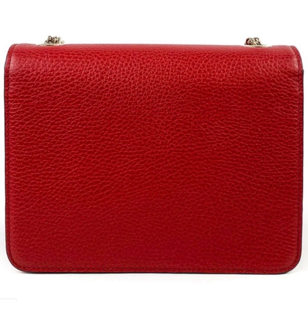 Gucci Red Grained Calfskin Small Interlocking G Crossbody Bag