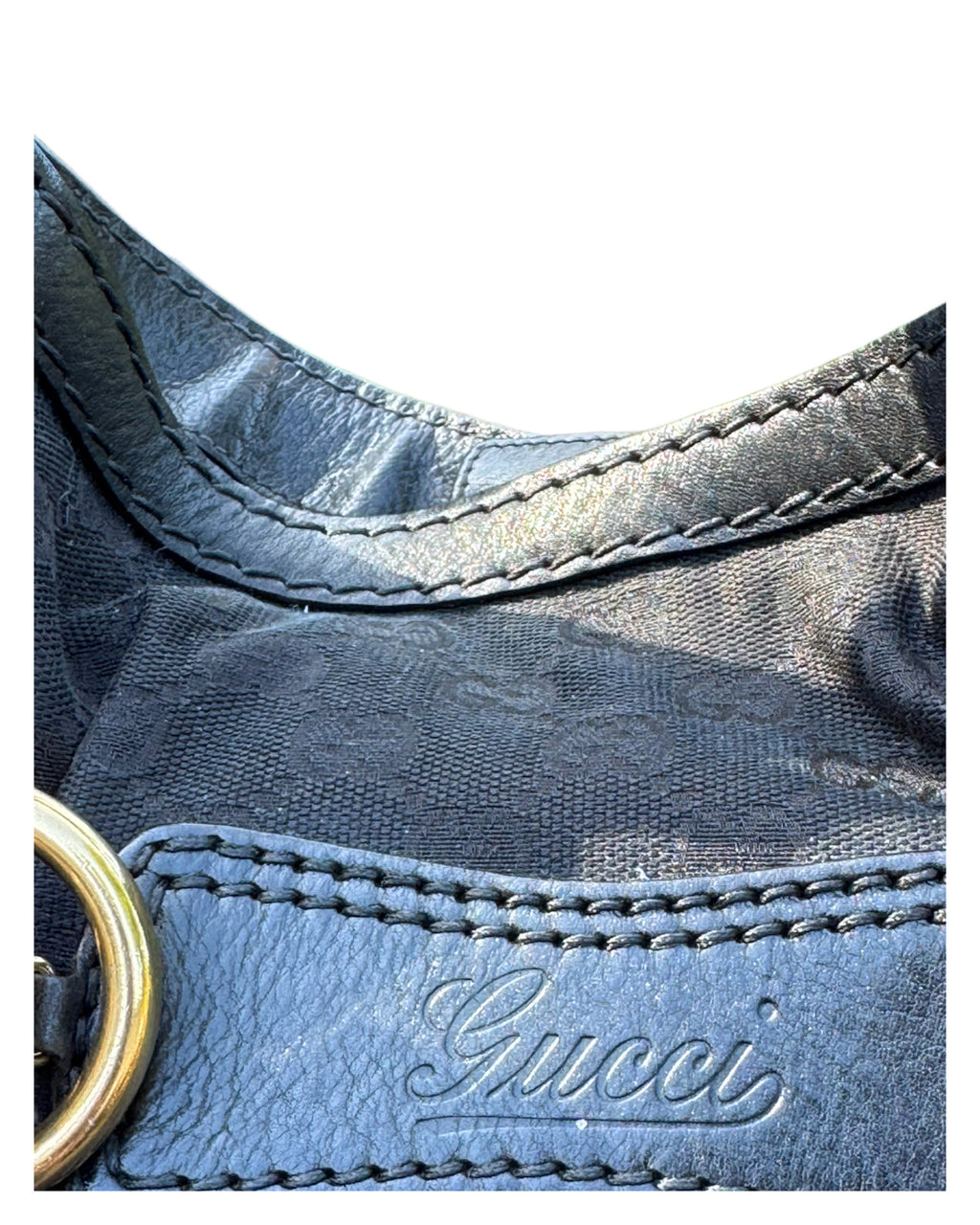 Gucci Vintage Black GG Canvas Medium Jockey Tote Bag