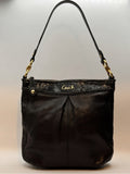 COACH Ashley Black Leather Hippie Shoulder Bag F20114 Snake Trim EUC