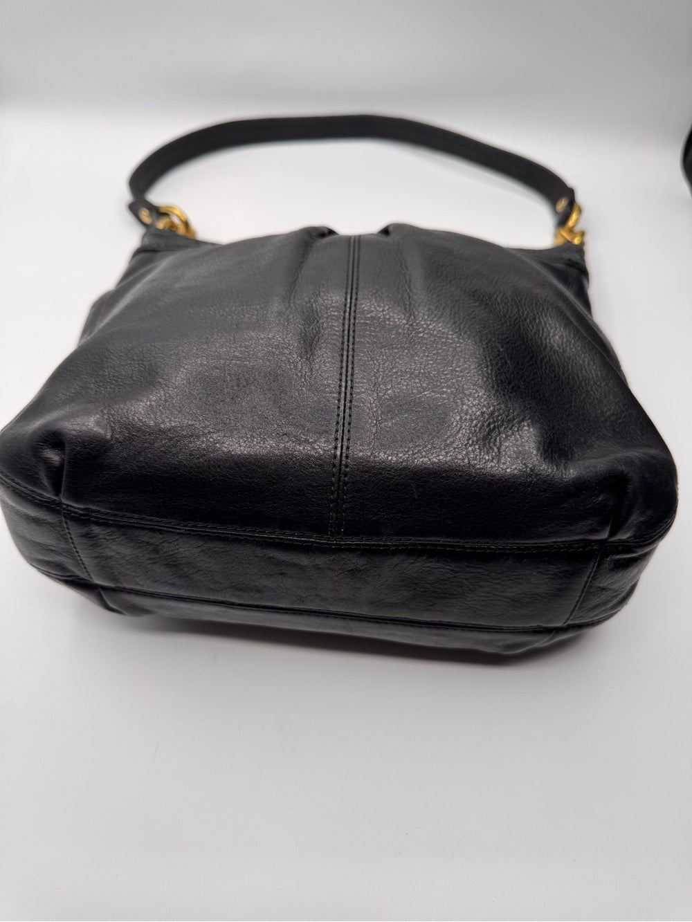 COACH Ashley Black Leather Hippie Shoulder Bag F20114 Snake Trim EUC