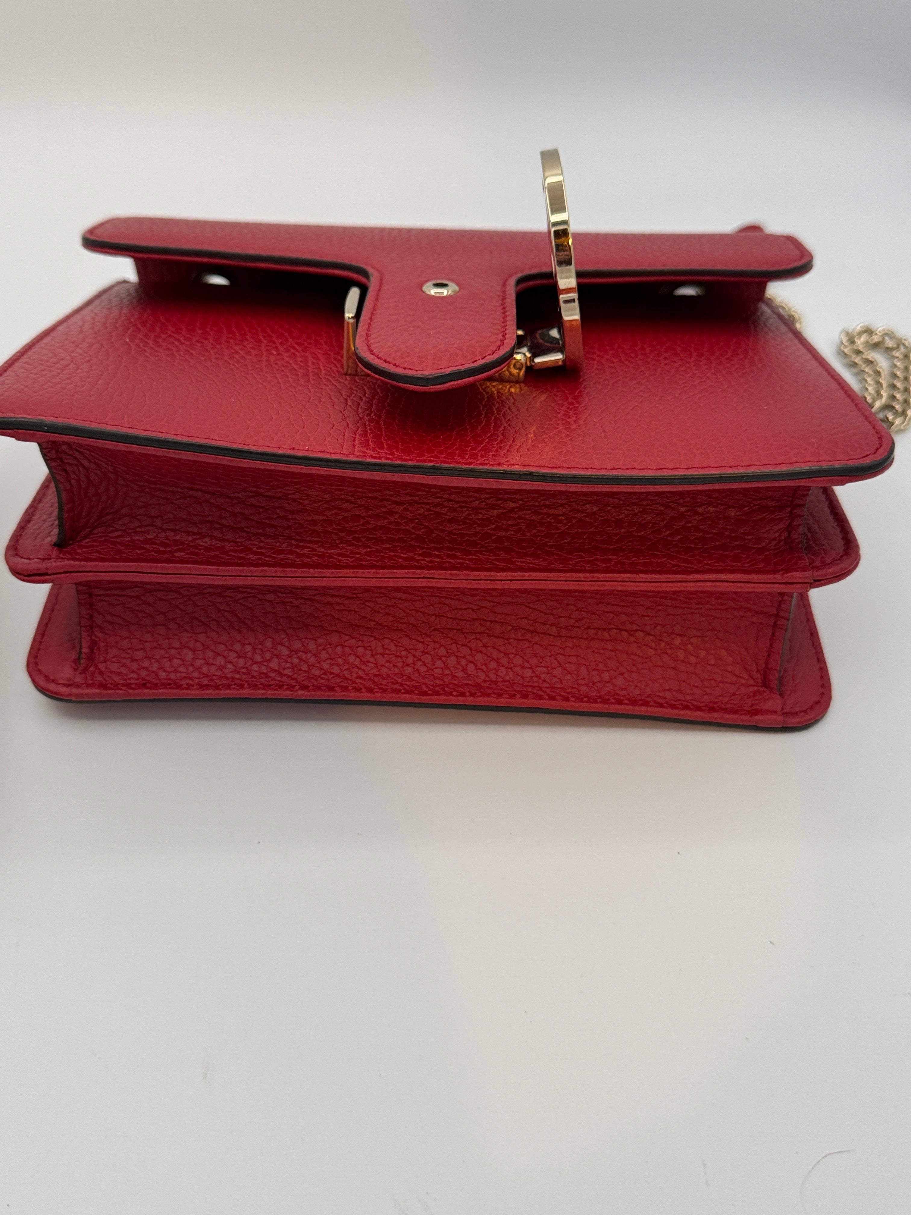 Gucci Red Grained Calfskin Small Interlocking G Crossbody Bag