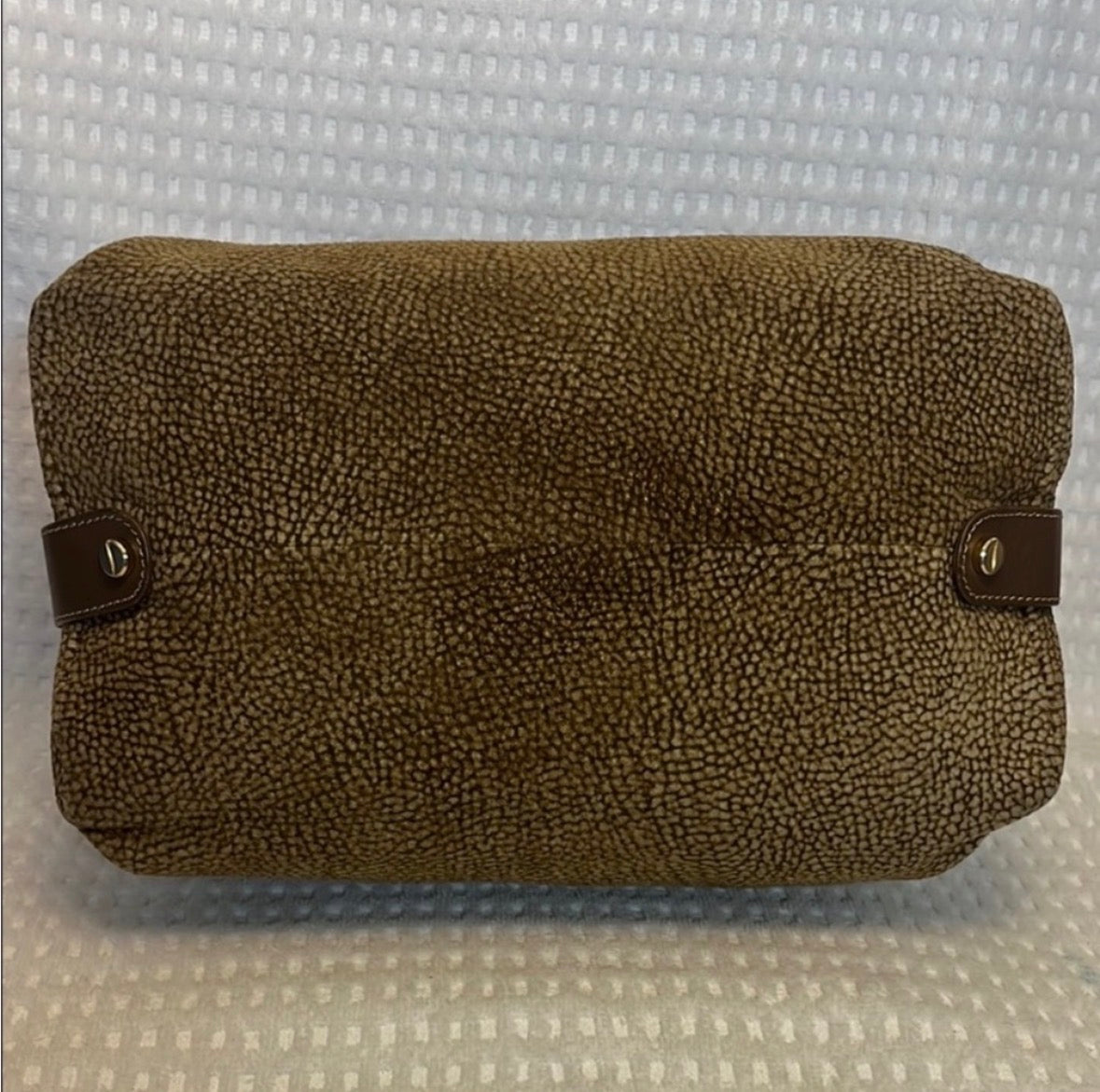 Vintage Borbonese Redwall Dome Satchel – Iconic Quail Print Suede & Leather