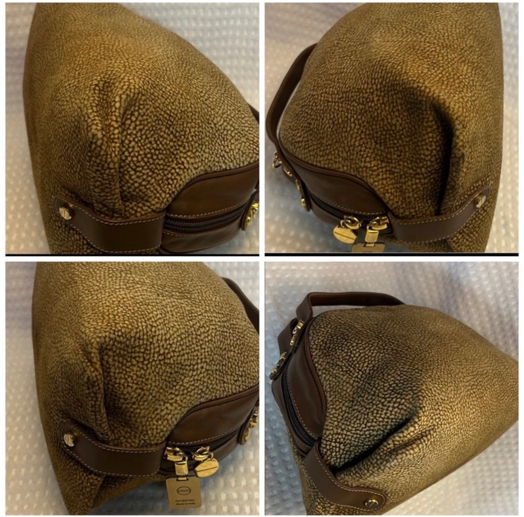 Vintage Borbonese Redwall Dome Satchel – Iconic Quail Print Suede & Leather