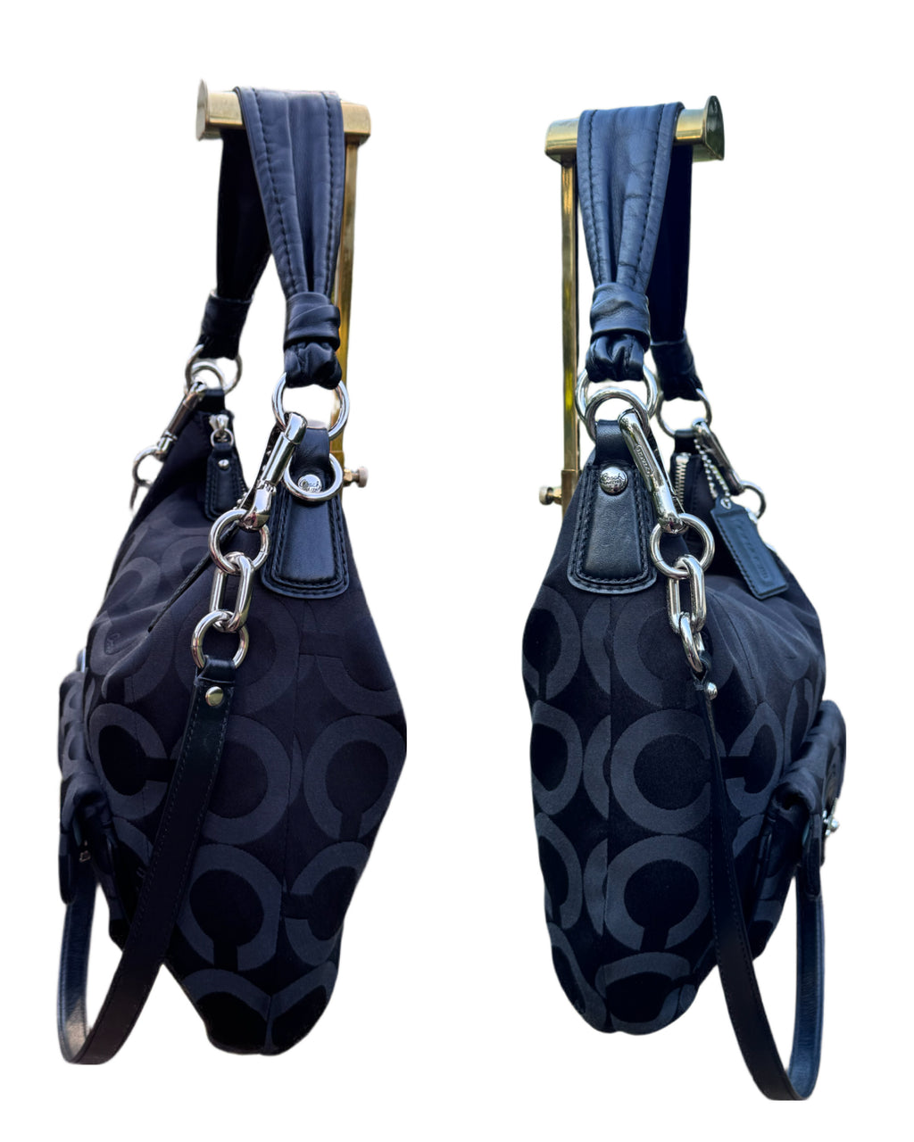 Coach Kristin Black Optic Art Sateen Hobo Bag 14753
