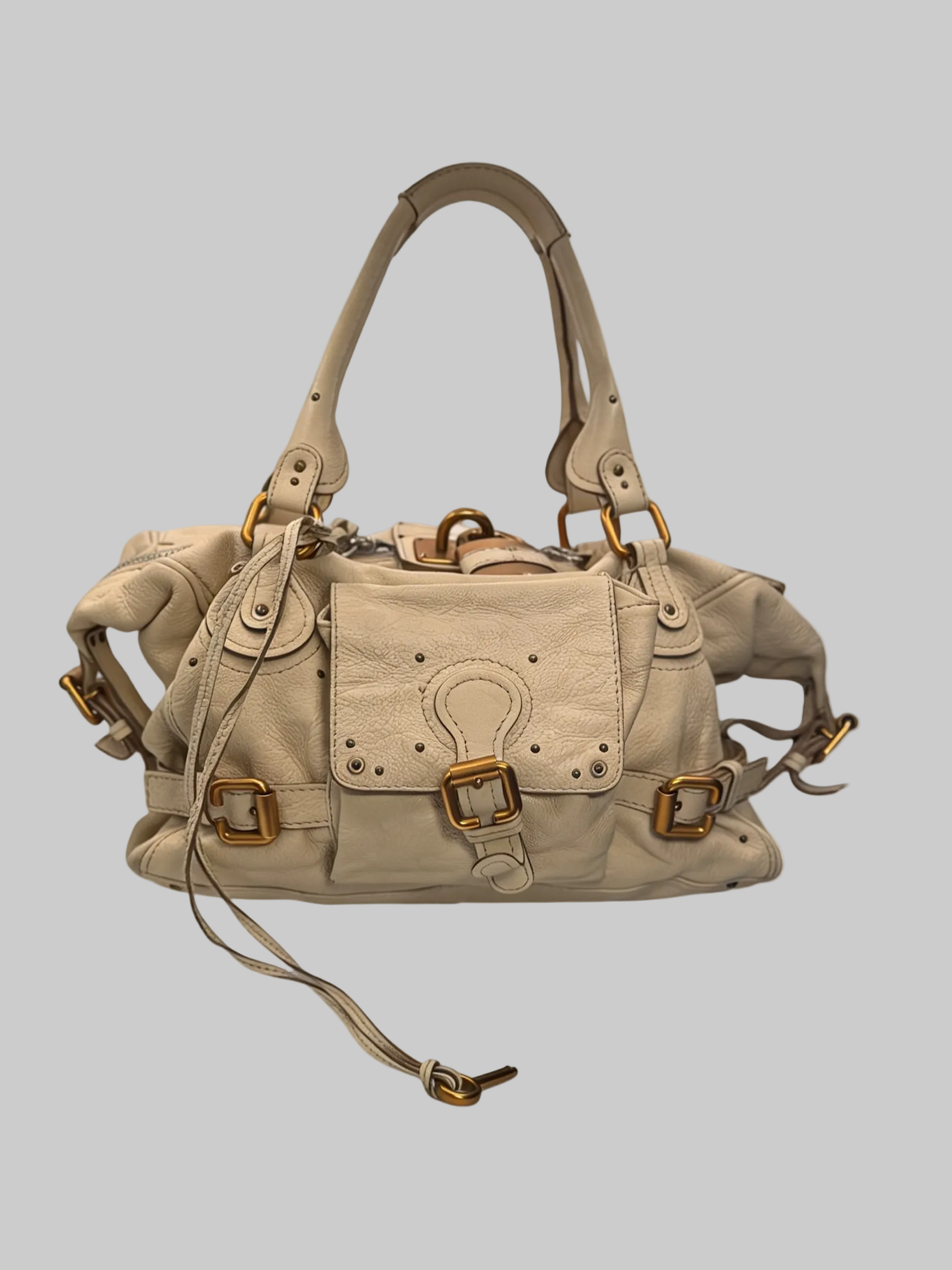Chloe Paddington Large Pocket Satchel in ivory