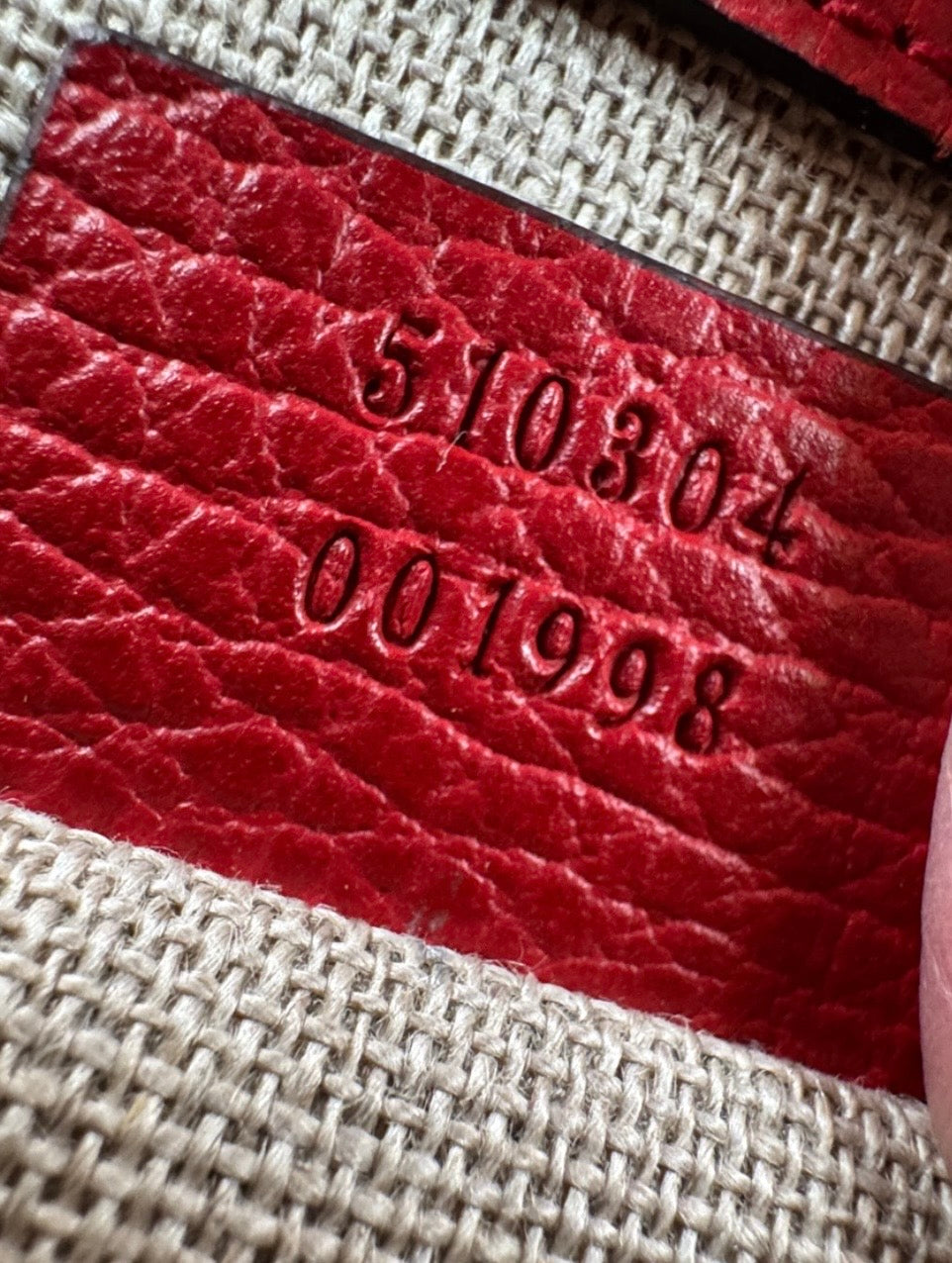 Gucci Red Grained Calfskin Small Interlocking G Crossbody Bag