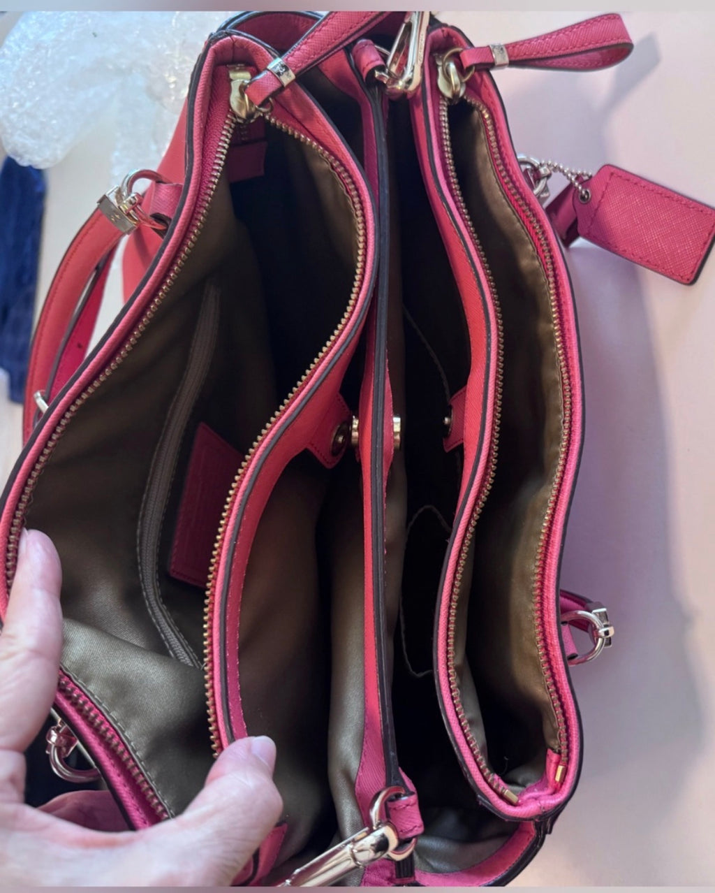Coach Madison Saffiano Leather Large Christie Carryall Tote