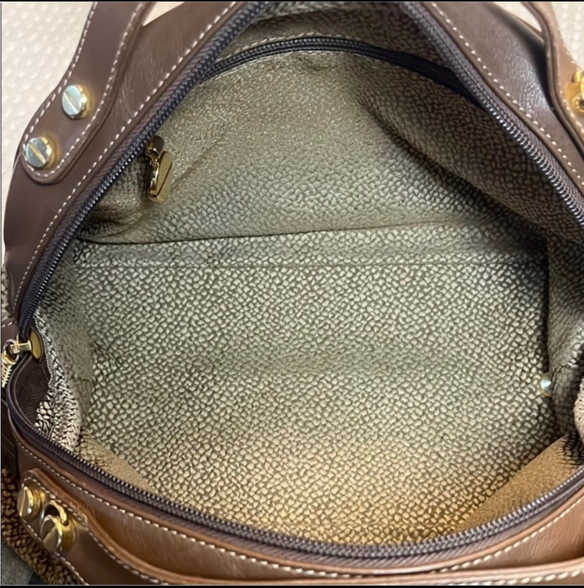 Vintage Borbonese Redwall Dome Satchel – Iconic Quail Print Suede & Leather