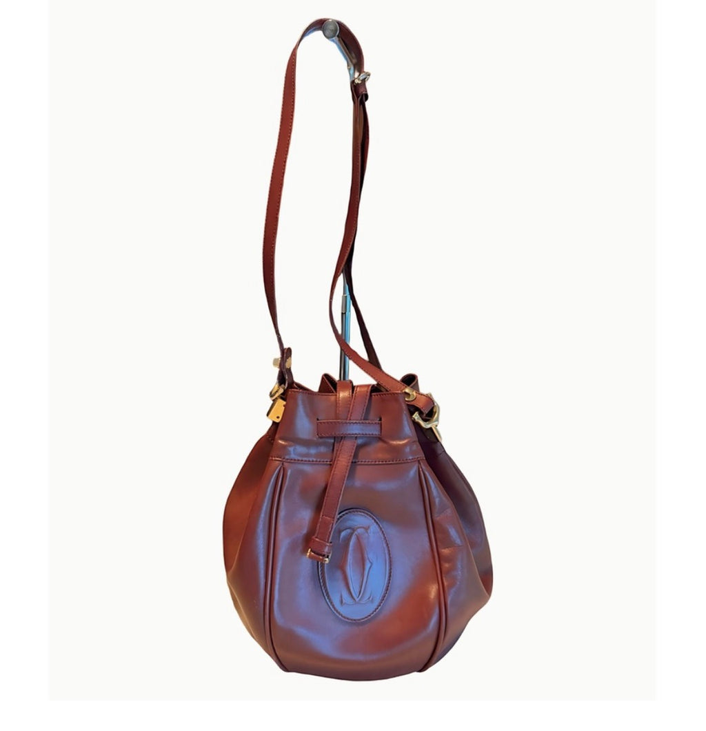 Cartier Must de Cartier Bordeaux Leather Bucket Bag