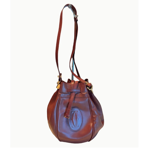 Cartier Must de Cartier Bordeaux Leather Bucket Bag