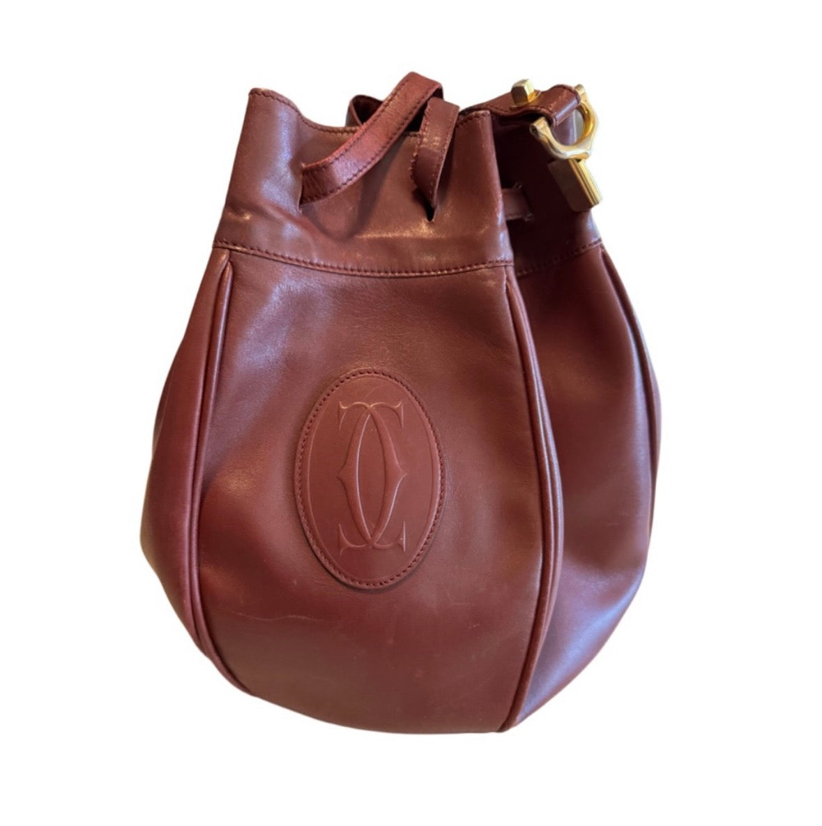 Cartier Must de Cartier Bordeaux Leather Bucket Bag
