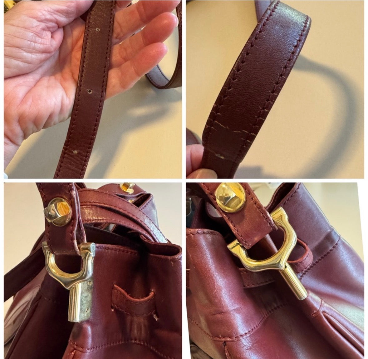 Cartier Must de Cartier Bordeaux Leather Bucket Bag
