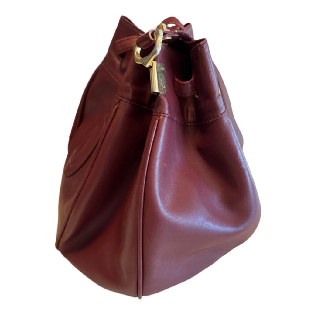 Cartier Must de Cartier Bordeaux Leather Bucket Bag