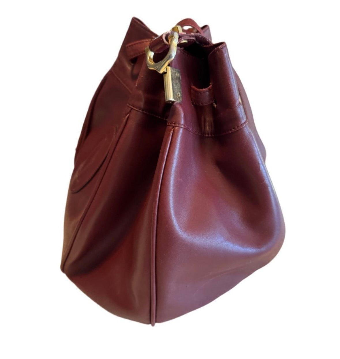 Cartier Must de Cartier Bordeaux Leather Bucket Bag