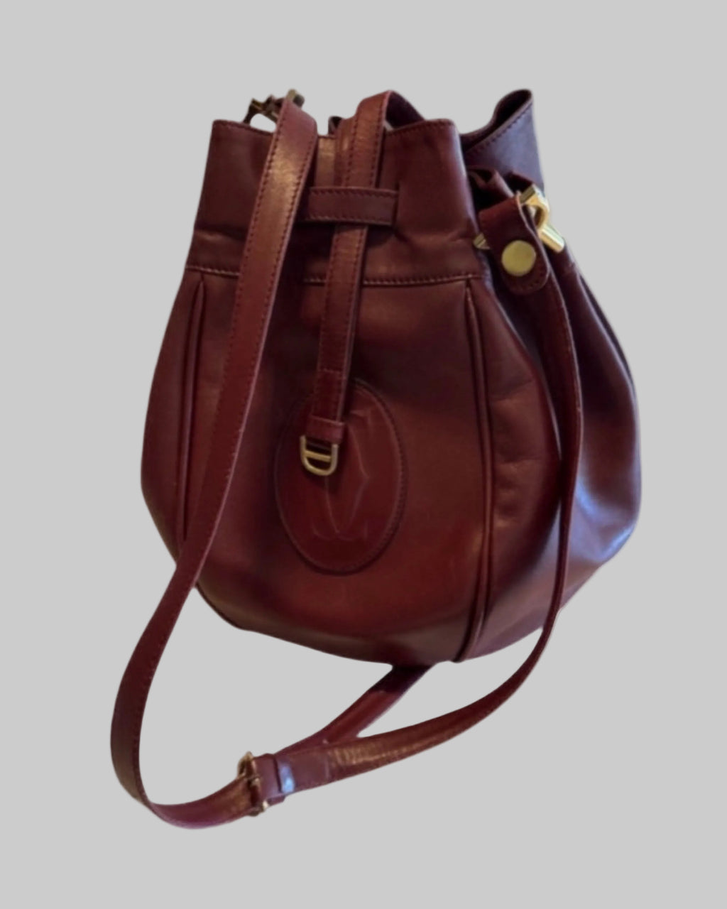 Cartier Must de Cartier Bordeaux Leather Bucket Bag