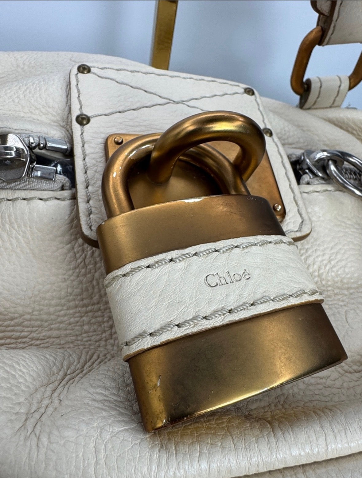 Chloe Paddington Large Pocket Satchel in ivory