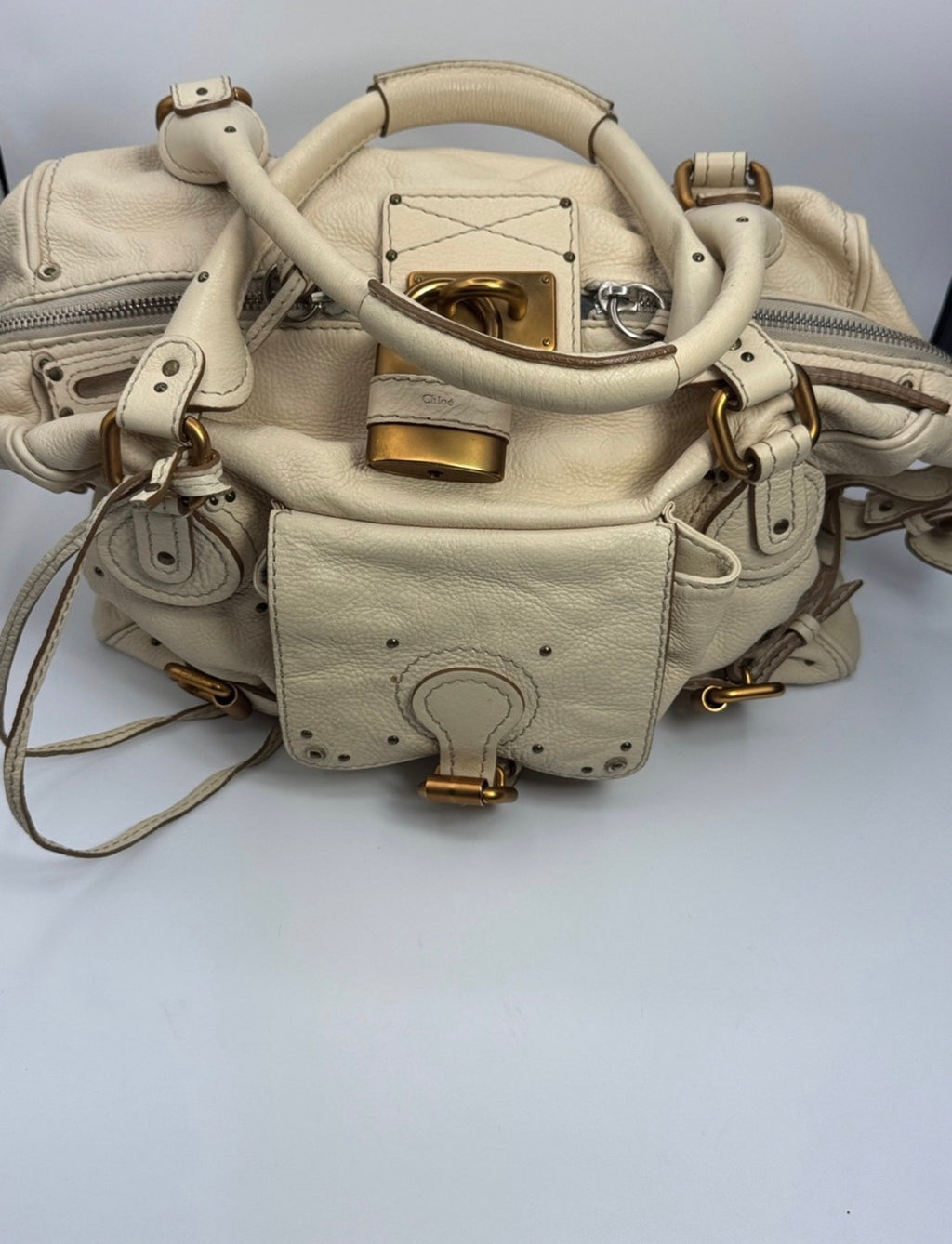 Chloe Paddington Large Pocket Satchel in ivory