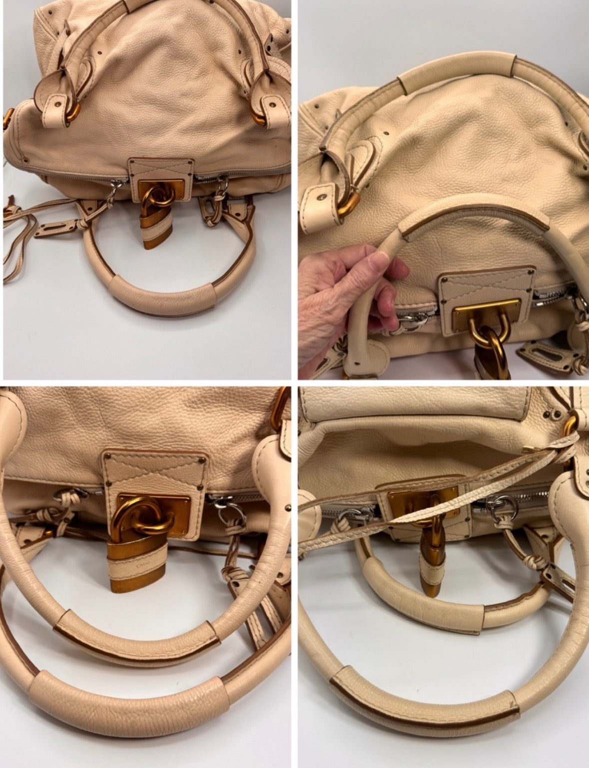 Chloe Paddington Large Pocket Satchel in ivory