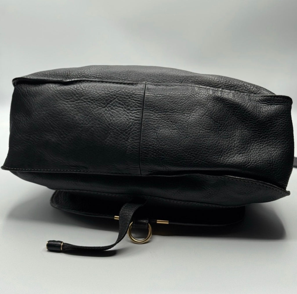 Chloé Marcie Leather Satchel | Black Pebbled Leather | Top Handle Shoulder Bag