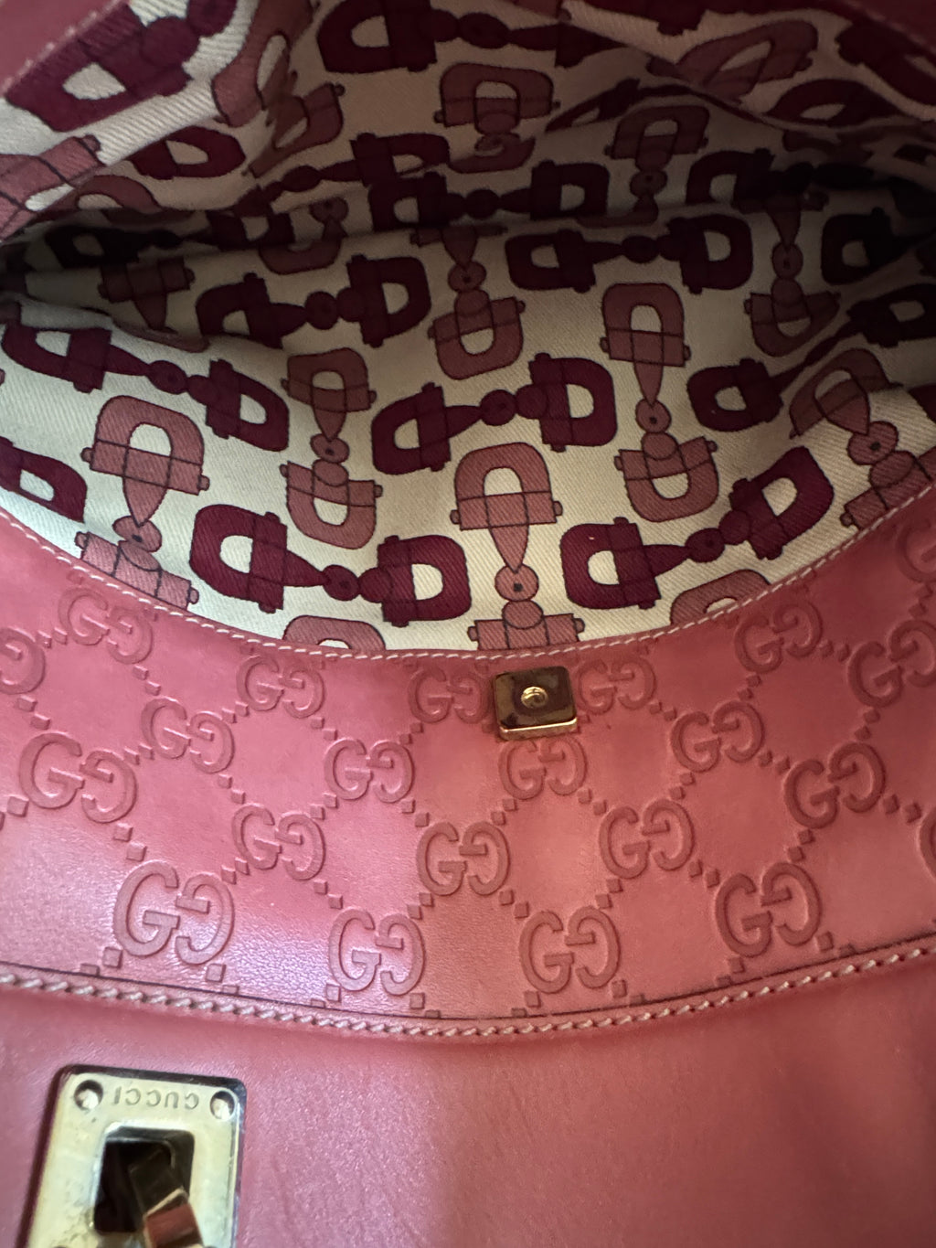 Authentic Gucci Guccissima Leather Horsebit Hobo Tote – Blush Pink
