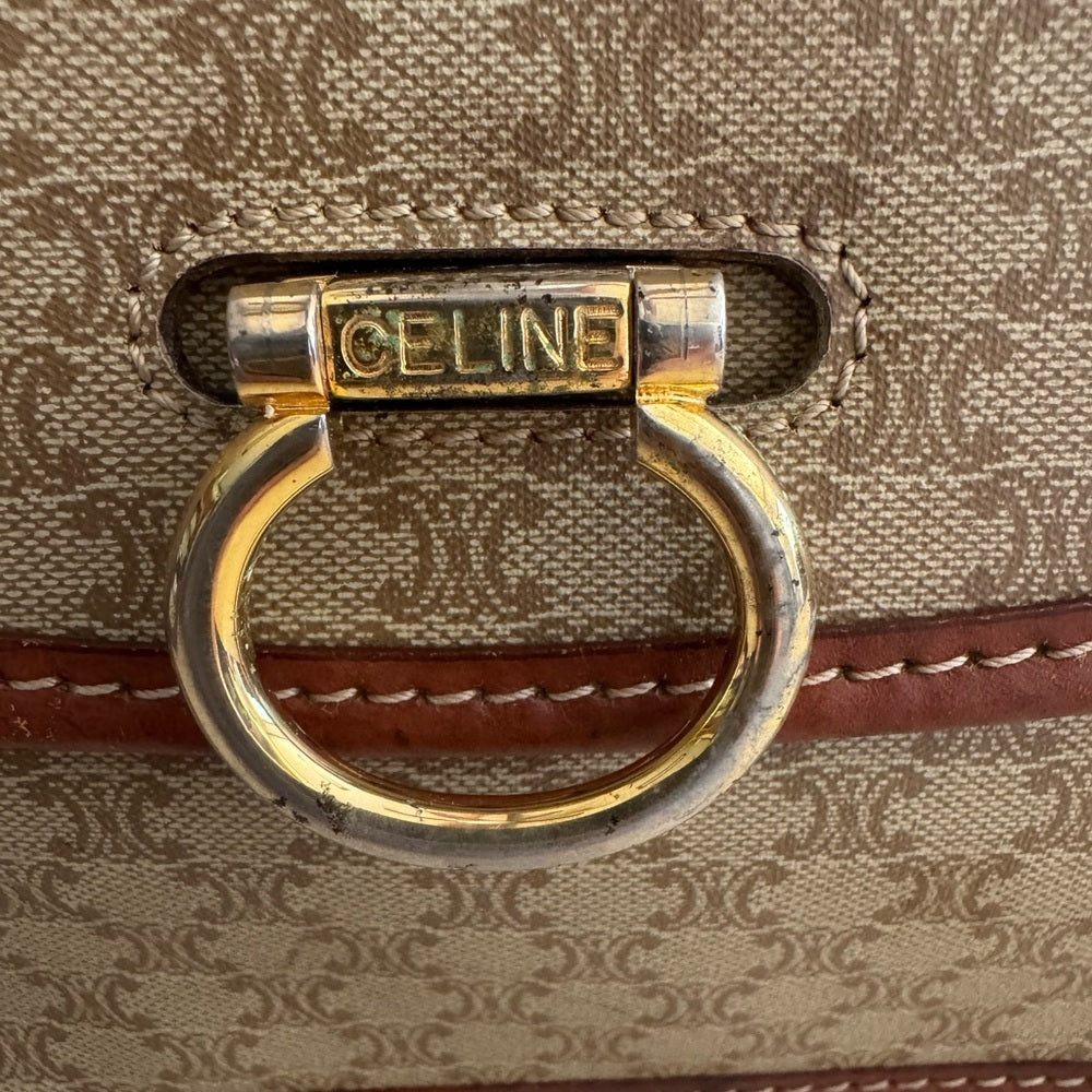 Celine Macadam Tan Brown Crossbody Bag | Vintage Logo Ring | Made in Italy