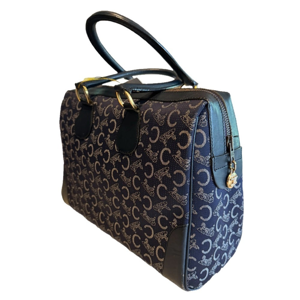 Celine Vintage C Carriage Monogram Boston Bag Blue