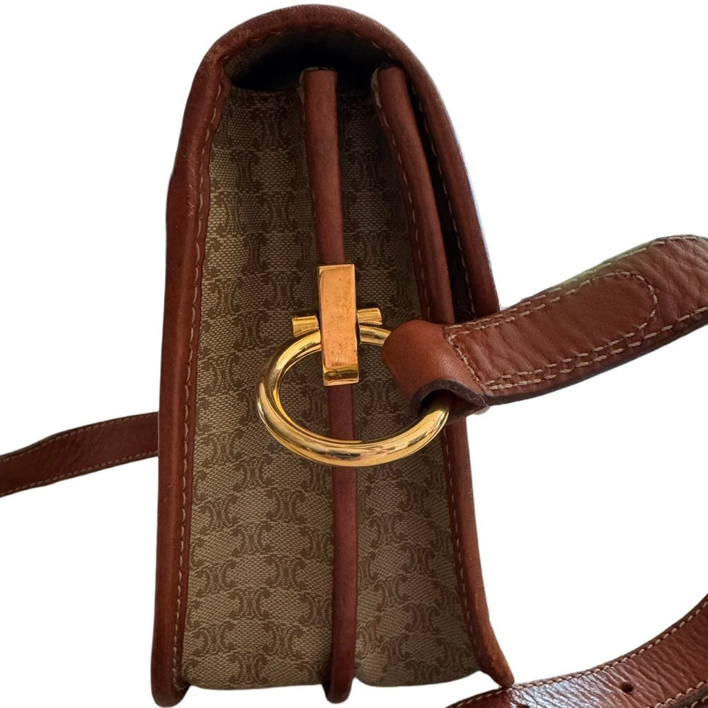 Celine Macadam Tan Brown Crossbody Bag | Vintage Logo Ring | Made in Italy