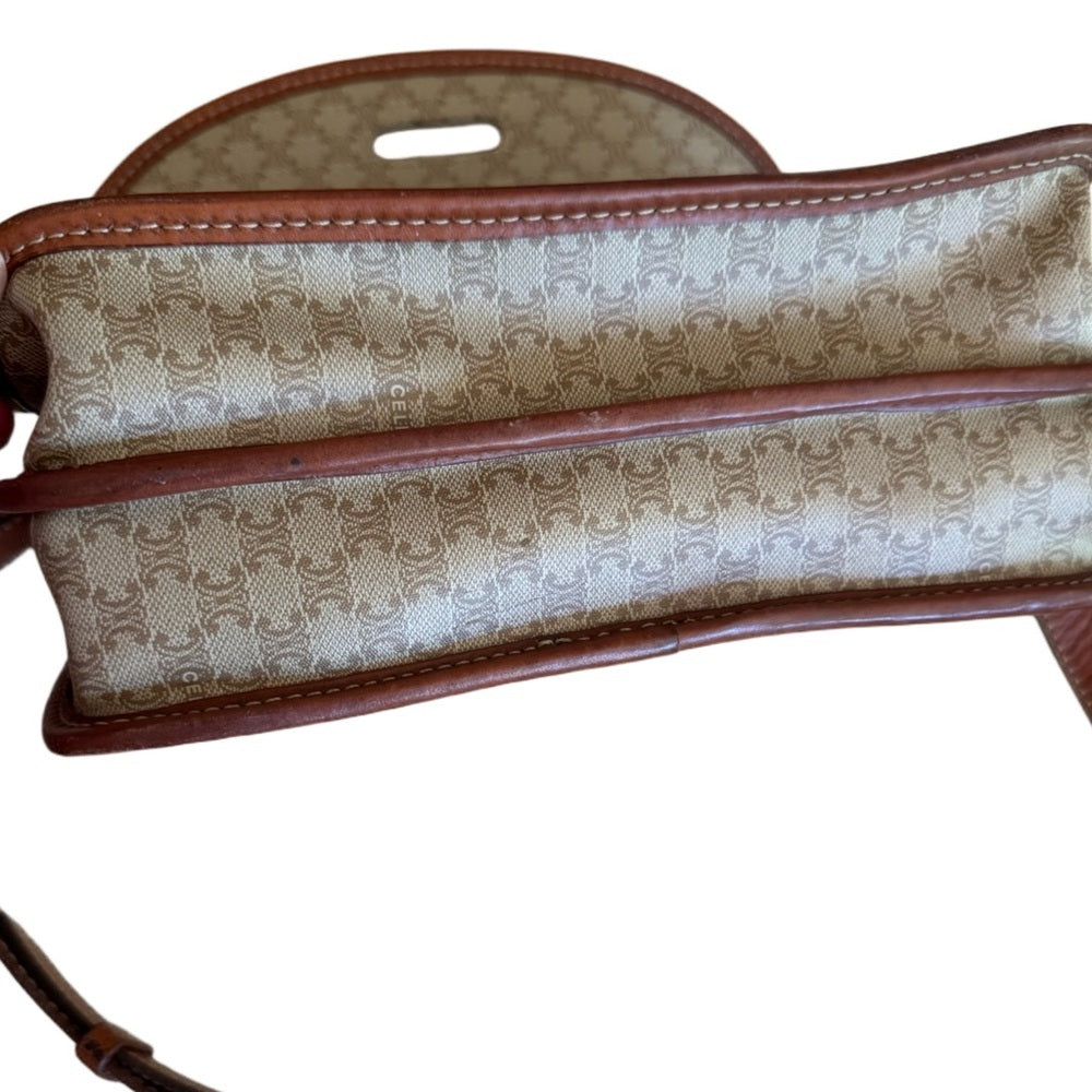 Celine Macadam Tan Brown Crossbody Bag | Vintage Logo Ring | Made in Italy
